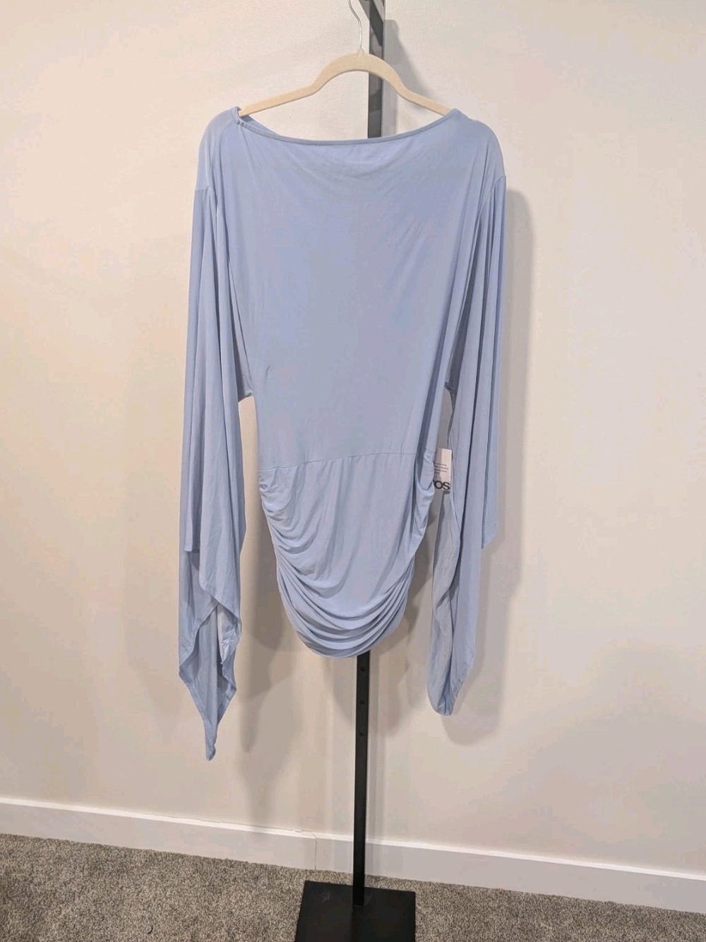 ASOS Light Blue Draped Ruffled Long Sleeve Top